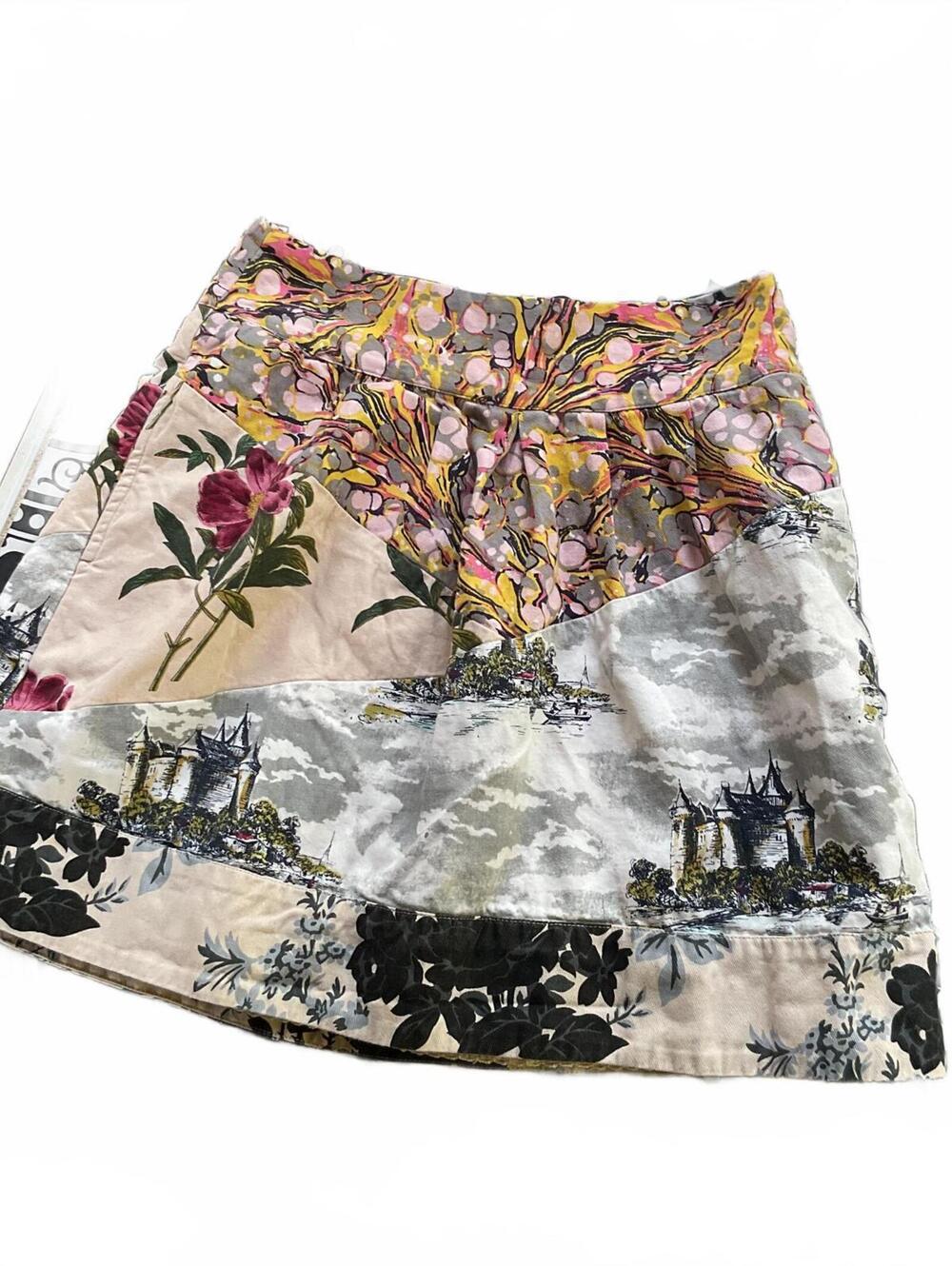 Anthropologie Leifnotes Flora Fortress Patchwork Mini Skirt - Size 4 Pockets!